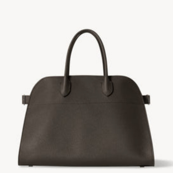 The Row Margaux 15 Grained Leather Dark Brown Authentic Rare Top Handle Tote VGC - Picture 3 of 9